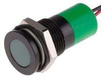 703-9018 RS PRO Green Panel Mount Indicator, 220V ac, 14mm Mounting Hole Size, Lead Wires Termination, IP67