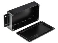 621-5012 RS PRO Black Die Cast Aluminium Enclosure, IP66, Flanged, Black Lid, 139.7 x 63.8 x 30mm