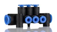 km11-04-08-6 SMC KM 6 Outlet Pneumatic Manifold Fitting Push In 8 mm Push In 4 mm