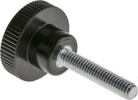 702-7526 RS PRO Black Knurled Clamping Knob, M4, Threaded Stud