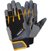 9185-8 Tegera Black, Grey, Yellow Synthetic Leather Work Gloves, Size 8