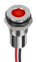 132-9118 RS PRO Red Panel Mount Indicator, 12V dc, 8mm Mounting Hole Size, Lead Wires Termination, IP67