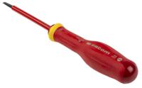 at35x75ve Facom Slotted Insulated Screwdriver, 3.5 x 0.6 mm Tip, 75 mm Blade, VDE/1000V, 179 mm Overall