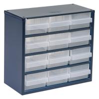 137553 Raaco 12 Drawer Storage Unit, Steel, 283mm x 306mm x 150mm, Blue