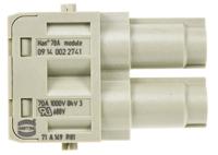 09140022741 HARTING Heavy Duty Power Connector Module, 70A, Female, Han-Modular Series, 2 Contacts
