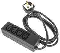 47480300 Schurter IEC C13 4 Gang Power Distribution Unit, 2m Cable, 10A, 250 V ac