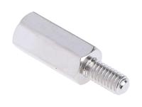 806-6727 RS PRO Standoff, M4 x M4 Thread, 15mm Body, Brass, Male/Female, 8mm Stud
