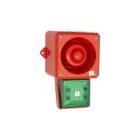 245282 Clifford & Snell YL50 Hi Vis Series Green Sounder Beacon, 24 V dc, IP66, Bulkhead, Flat Wall, 112dB at 1 Metre