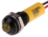 723-9551 RS PRO Yellow Panel Mount Indicator, 24V dc, 8mm Mounting Hole Size, Lead Wires Termination, IP67