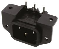 px0580pc Bulgin C14 Right Angle Panel Mount, PCB Mount IEC Connector Male, 10A, 250 V