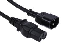 123-0952 RS PRO Straight IEC C15 Socket to Straight IEC C14 Plug Power Cord, 2m