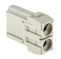 09140022601 Han-Modular Series Male Module, 2 Way, 1 Row, Rated At 40A, 1 kV, Han 40A Axial