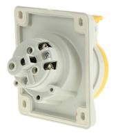 4131660 Scame IP44 Yellow Panel Mount 2P + E Heavy Duty Power Connector Socket, Rated At 16A, 110 V