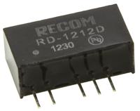 rd-1212d Recom RD DC-DC Converter, ±12V dc/ ±84mA Output, 10.8 → 13.2 V dc Input, 2W, Through Hole, +85°C Max Temp -40°C