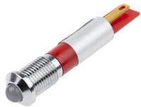 211-516 RS PRO Red Panel Mount Indicator, 24V ac/dc, 8mm Mounting Hole Size, Solder Tab Termination, IP67