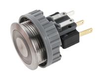 124166341124000 Schurter Illuminated Push Button Switch, Momentary, Panel Mount, 22mm Cutout, SPDT, Blue LED, 250V ac, IP40, IP67