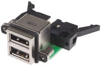 musbc21130 Amphenol Communications Solutions Right Angle, Through Hole, Socket- Dual Port Type A USB Connector