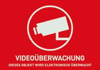 au1320 ABUS Red/White Surveillance Warning Sticker, Videoüberwachung-Text, German, 105 mm x 148mm