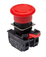 a22ne-m-p102-n Omron A22NE Series Twist Release Emergency Stop Push Button, Panel Mount, 22mm Cutout, 1 NO + 1 NC, IP65