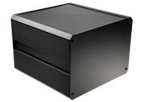 188-1293 RS PRO Black Extruded Aluminium Heat Sink Case, IP40, Black Lid, 300 x 300 x 219mm