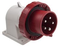 2473297 Scame IP66, IP67 Red Wall Mount 3P + N + E Right Angle Industrial Power Plug, Rated At 32A, 415 V