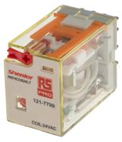 121-7799 RS PRO Plug In Power Relay, 24V ac Coil, 6A Switching Current, 4PDT