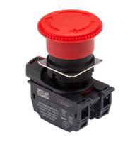 a22ne-m-p102-n Omron A22NE Series Twist Release Emergency Stop Push Button, Panel Mount, 22mm Cutout, 1 NO + 1 NC, IP65