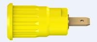 233120-24 Staubli Yellow Female Banana Socket, 4 mm Connector, Press Fit Termination, 24A, 1000V, Gold Plating