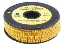 812-1023 RS PRO Slide On Cable Markers, Black on Yellow, Pre-printed "S", 3.6 → 7.4mm Cable