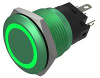 82-58511134 EAO Series 82 Series Illuminated Push Button Switch, Momentary, Flush Mount, 19mm Cutout, SPST, SPST, Green LED, 24V,