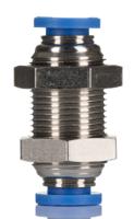 916-0827 RS PRO Bulkhead Tube-to-Tube Adaptor, Push In 8 mm to Push In 8 mm, Tube-to-Tube Connection Style