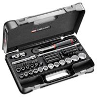 s850 Facom 48-Piece Metric 1/2 in Standard Socket/Bit Set with Ratchet, 12 point