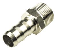 1823-10-17 Legris Stainless Steel Pipe Fitting, Straight Hexagon Tailpiece Adapter, Male R 3/8in x Male