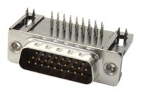 09564627813 HARTING 62 Way Right Angle Through Hole D-sub Connector Plug, 2.41mm Pitch, with 4-40 UNC Female Screwlocks, Boardlocks