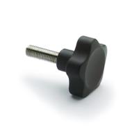 166264 Elesa  Black Glass Fibre Reinforced Polyamide Knob, M6 x 30, Threaded Stud