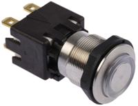 124168241124000 Schurter MSM LA 19 Series Illuminated Push Button Switch, Latching, Panel Mount, 19mm Cutout, DPDT, Blue LED, 125/250V