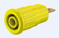 233120-24 Staubli Yellow Female Banana Socket, 4 mm Connector, Press Fit Termination, 24A, 1000V, Gold Plating