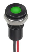 132-9144 RS PRO Green Panel Mount Indicator, 1.8 → 3.3V dc, 8mm Mounting Hole Size, Lead Wires Termination, IP67