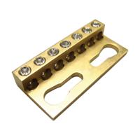 553150 nVent ERIFLEX 7-Way Earth Terminal Block, 1.5 → 16mm², 16 → 6 AWG Wire, Busbar, Brass Housing