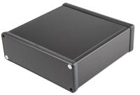 1455t1601bk Hammond 1455 Series Black Aluminium Enclosure, IP54, Black Lid, 160 x 160 x 51.5mm