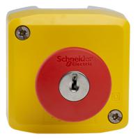 xalk188e Schneider Electric, Red/Yellow/Grey, Key Reset 40mm Mushroom Head Emergency Button