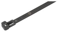 115-00027-rel180-pa66-bk HellermannTyton Cable Tie, Releasable, 180mm x 6.5 mm, Black Polyamide 6.6 (PA66), Pk-100