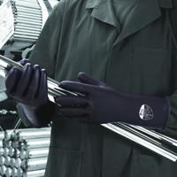 sc105-09 Polyco Healthline ChemprotecTM Black Latex Work Gloves, Size 9, Latex Coating