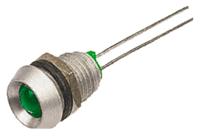 dx1091gn Bulgin Green Panel Mount Indicator, 2.2V dc, 8mm Mounting Hole Size, Lead Wires Termination