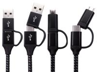266-2586 RS PRO USB 2.0, Male USB A, USB C to Male Micro USB B, USB C, 480Mbps, 1.5m, 15W