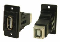 282-774 RS PRO Straight, Panel Mount, Socket- Single Port Type A - B 2.0 Feedthrough USB Connector