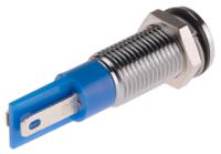 913-8700 RS PRO Blue Panel Mount Indicator, 12V dc, 8mm Mounting Hole Size, Faston, Solder Lug Termination, IP67