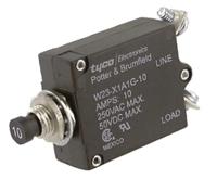 w23-x1a1g-10 TE Connectivity Thermal Circuit Breaker - W23  Single Pole 50 V dc, 250V ac Voltage Rating, 10A Current Rating