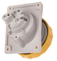 4183260 Scame IP66, IP67 Yellow Panel Mount 2P + E Heavy Duty Power Connector Socket, Rated At 32A, 110 V