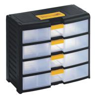 838-6541 RS PRO 4 Drawer Storage Unit, PP, 334mm x 391mm x 197mm, Black